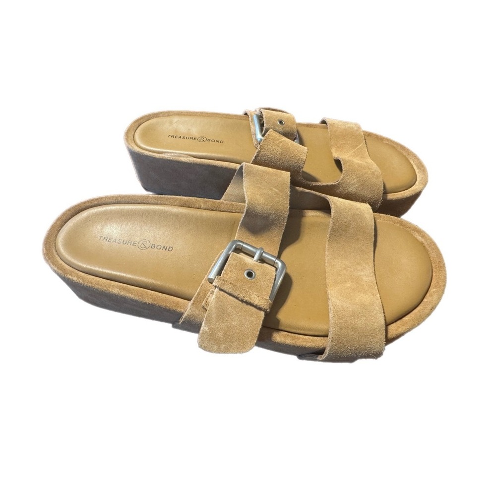 Treasure & Bond Suede Platform Slide Sandals Womens 10  Excellent Buckle Straps